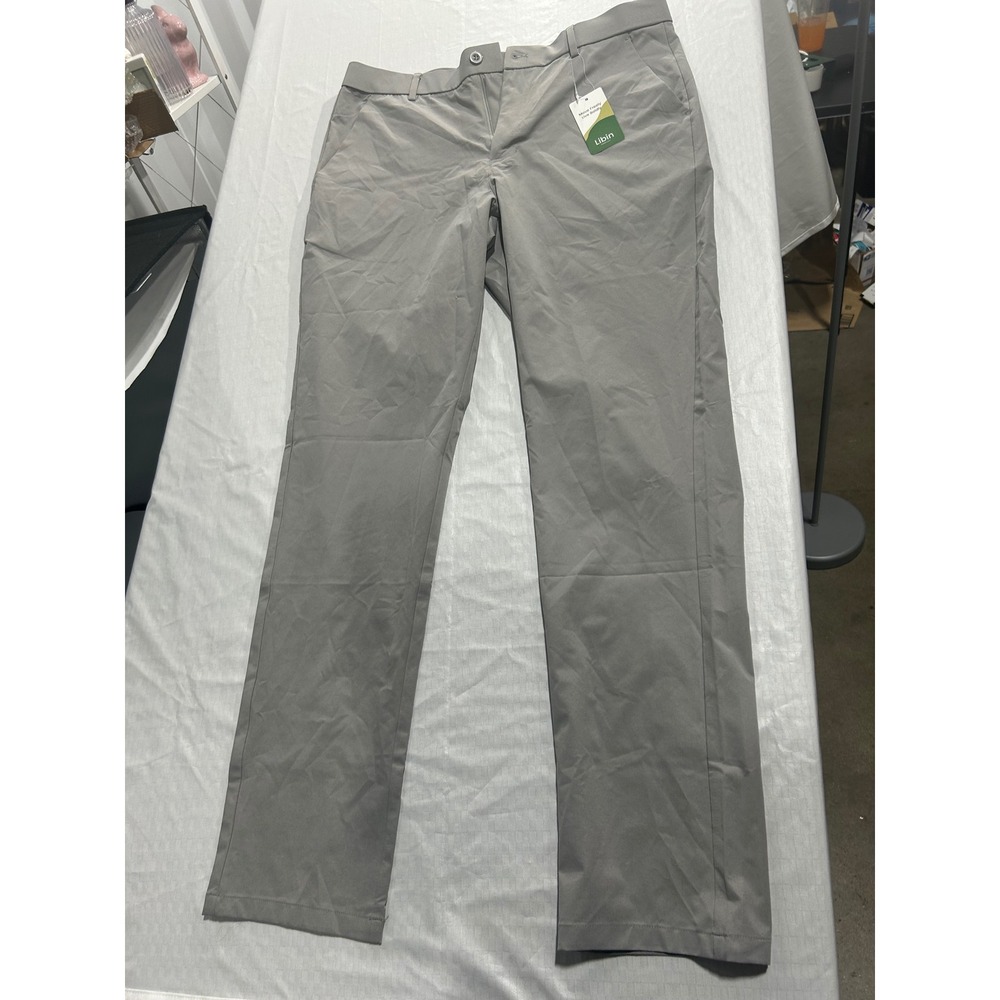 Libin Mens Golf Pants Grey 34W x 32L Waterproof UPF 50+ Straight Leg Trousers